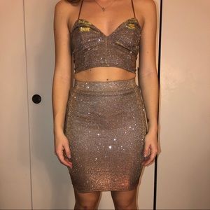 LuLu’s two piece gold/glitter iridescent dress